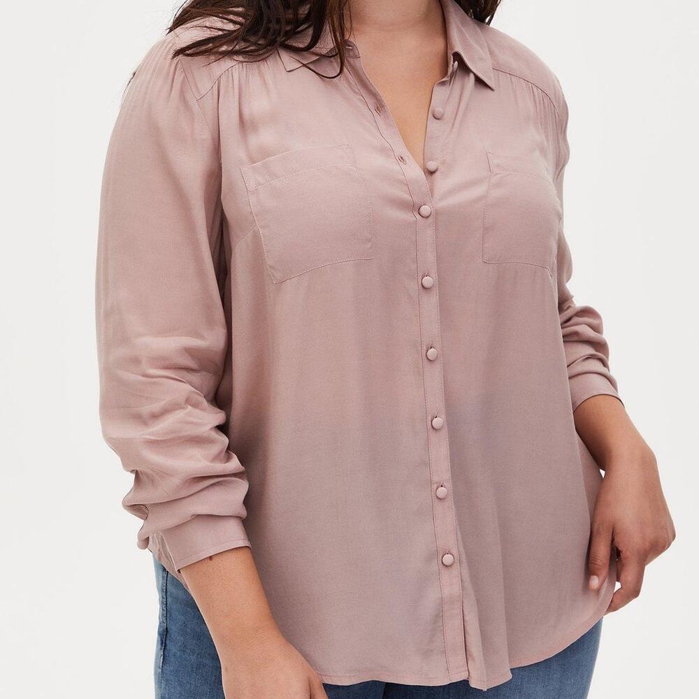 Torrid Madison Crepe Button Front Collared Plus Size Womens Blouse 5X